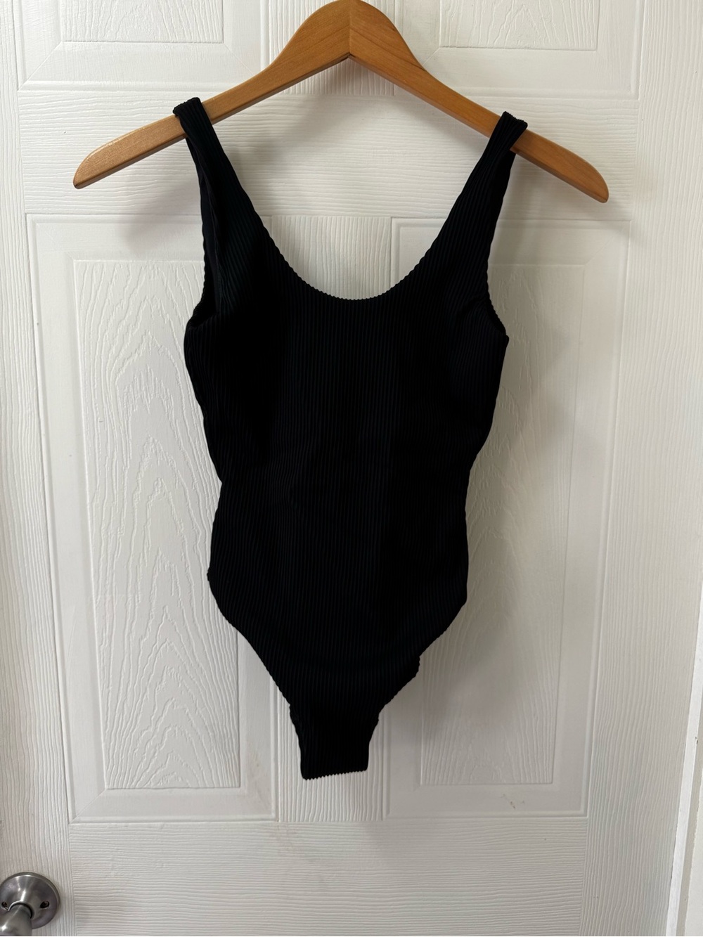 COS Black Ribbed women One-Piece Bodysuit